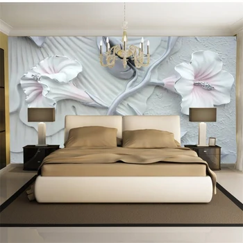 wellyu papel de parede Пользовательские обои Рельефная Лилия цветочный фон для гостиной спальни стены домашнего декора обои behang