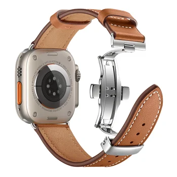 Кожаный Ремешок для Apple watch band 45 мм 41 мм 44 мм 40 мм 42 мм 38 мм ultra 49 мм браслет correa ремешок для часов iWatch серии 8 7 SE 6 5 4