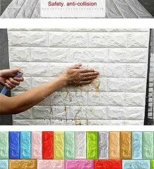 3D Обои Наклейки на кирпичную стену Декор Пенопласт Настенное Покрытие Наклейка на стену для гостиной Фон своими руками