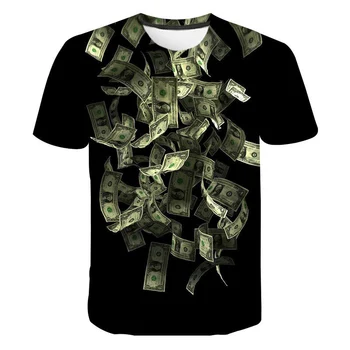 Летняя повседневная футболка с 3D-принтом Dollar Bill, повседневная модная уличная одежда, мужские и женские топы