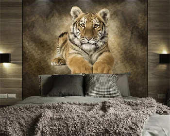 Papel de parede обои на заказ арт животное тигр элитный фон спальни декоративная роспись стен фреска из папье-маше