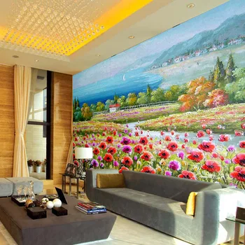 Ресторан beibehang диван обои для гостиной большие влагопроницаемые настенные обои Европейская элегантная картина маслом цветы