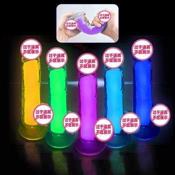 Новый реалистичный фаллоимитатор, Светящийся желейный фаллоимитатор С суперсильной присоской, секс-игрушка для женщин, Мужчин, Стимуляция точки G искусственного пениса