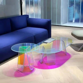 Дизайнерский Круглый Цветной Акриловый журнальный столик Nordic Home Furniture, Акриловый приставной столик
