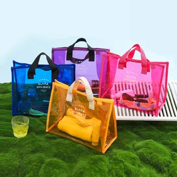 Водонепроницаемая сумка для плавания из ПВХ для ручной переноски, Переносная сумка для хранения одежды, Модная Прозрачная Пляжная сумка, дорожная сумочка