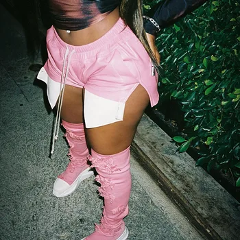 Розовые шорты из искусственной кожи, повседневные Y2K, сексуальные короткие брюки для вечеринок, обтягивающие короткие брюки для ночного клуба, женские шорты из искусственной кожи, красные
