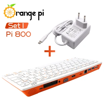 Orange Pi 800 + Блок питания 5V4A Type-C, Портативный Мини-ПК Rockchip RK3399 4K HD Двухдиапазонный Беспроводной Wifi + Комплект игровой клавиатуры BT 5.0