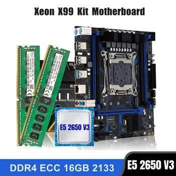 Комбинированный комплект материнской платы Kllisre X99 LGA 2011-3 Xeon E5 2650 V3 CPU DDR4 16 ГБ (2ШТ 8G) ECC-памяти 2133 МГц