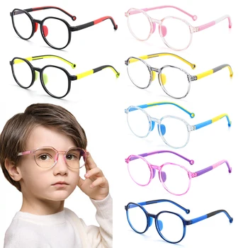 Детские очки с защитой от синего света, силиконовые носовые накладки, круглые TR90, детский планшет Ipad, мобильный телефон, Игровой компьютер, очки для ухода за глазами, УФ-очки