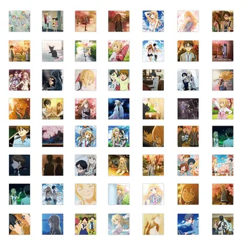 63шт Японского аниме Твоя ложь В апреле Наклейки DIY Плакат Настенное искусство Ретро Плакаты Наклейки на стены Украшение дома