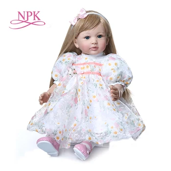 Высококачественная кукла-реборн для малышей 60 см, кукла-девочка-реборн со сверхдлинными светлыми волосами, кукла-прекрасная принцесса, Рождественский подарок