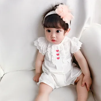Летнее детское боди, одежда для маленьких принцесс, милое кружевное платье для крещения ребенка, праздничный костюм DT046