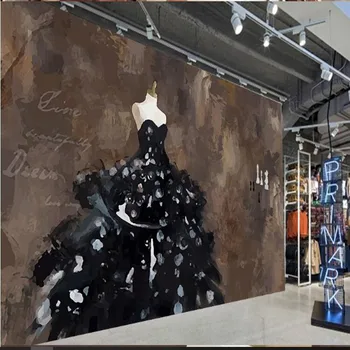 Papel de parede Пользовательские обои ручной росписи черный лебедь свадебное платье магазин рабочей одежды фон украшения стен живопись
