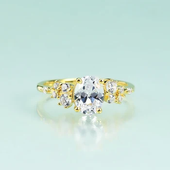 Gem's Beauty Из желтого золота 14 карат Для женщин Кольца из стерлингового серебра 925 пробы, кольца с кубическим цирконием, Обручальное кольцо, предложение о помолвке, Обручальное кольцо