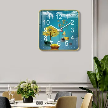 Новые квадратные настенные часы современная мода легкие роскошные настенные часы тихая гостиная спальня кварцевые часы