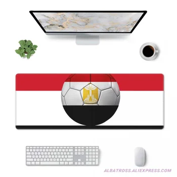Игровой коврик для мыши с футбольным флагом Египта, с резиновыми Прошитыми краями, Коврик для мыши 31,5 