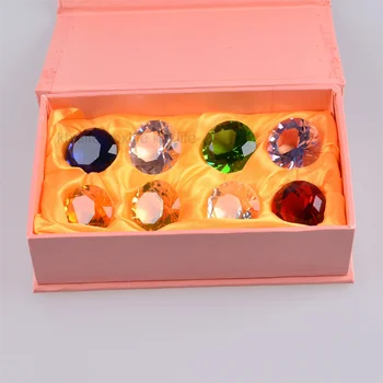 30 мм K9 Стекло Кристалл Ювелирные Изделия С Бриллиантами Lucky Gems Party Красочные Драгоценные Камни 8 Цветов Подарочная Коробка День Рождения Свадьба Игрушки Для Преломления Света