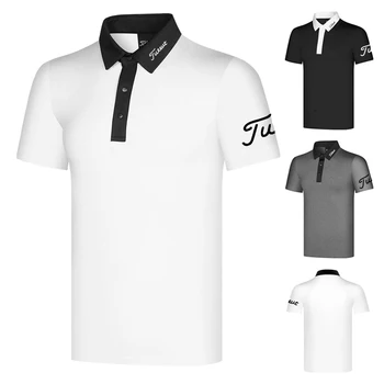 Одежда для гольфа Летняя мужская одежда Футболка Быстросохнущая дышащая Повседневная универсальная одежда для гольфа Рубашка поло Износостойкая короткая-