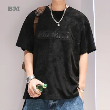 Корейская модная футболка с принтом в стиле хип-хоп, мужская одежда, Летняя уличная одежда Высокого качества с короткими рукавами, Модные повседневные топы в стиле харадзюку, футболка