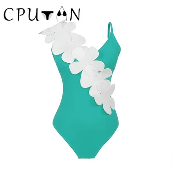 CPUTAN 2023 Новый Сексуальный Цельный купальник с 3D цветком, Винтажные Однотонные Женские купальники, Бразильская пляжная одежда, летний купальник-Монокини