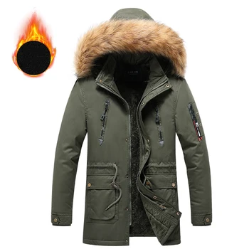 Зимняя мода, Новая Ветрозащитная флисовая теплая толстая куртка, пальто, Мужская верхняя одежда с меховым воротником и капюшоном, Классическая повседневная парка, одежда