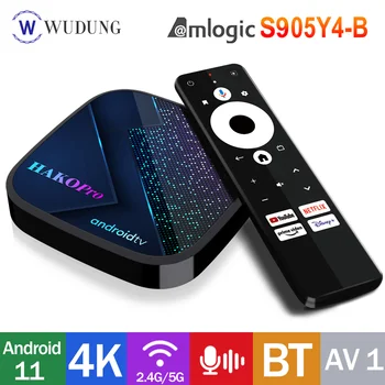 Оригинальный HAKO PRO Smart TV BOX Netflix Сертификаты Google Amlogic S905Y4 2,4 G/5G WiFi 4K Dolby BT5.0 TV Приставка 4K Android 11