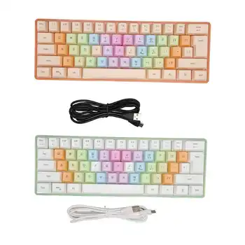 Механическая клавиатура с 61 клавишей, RGB подсветкой, красочными колпачками для клавиш, мини-проводная механическая клавиатура для игр, офисной работы