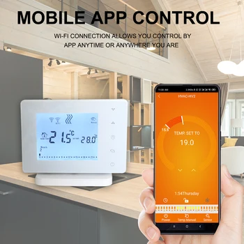 Умный Wifi термостат, программируемый регулятор температуры нагрева газового котла, работает с контроллером теплого пола Google Home Alexa