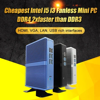 Самый дешевый Intel Core i7 i5 7200U i3 7100U Безвентиляторный Мини-ПК Windows 10 Pro Компьютер Barebone DDR4/DDR3 2,4 ГГц 4K HTPC WiFi HDMI VGA