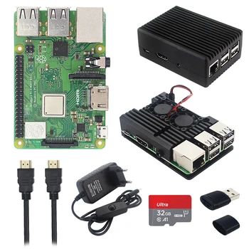 Raspberry Pi 3 Model B + Kit BCM2837B0 WiFi BT Gigabit Ethernet PoE Дополнительный Блок питания в Алюминиевом корпусе для RPI 3 B + Plus