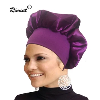 Шапочка для ночного сна Rimiut, атласная однотонная шапочка для сна, эластичная шапочка для ухода за волосами, ежедневное использование и шапочка для салона красоты, атласная шапочка для душа