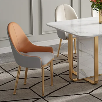 Современные простые кожаные обеденные стулья для кухонной мебели Стул для домашнего отдыха Легкий стул для столовой с роскошной спинкой CN