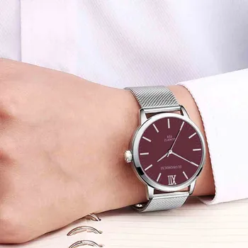 Мужские модные деловые часы с сетчатым поясом из нержавеющей стали, мужские кварцевые наручные часы Wild Classic Fashion Для мужчин Reloj Hombre