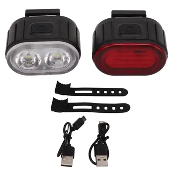 Комплект велосипедных фонарей Легкий портативный USB-аккумулятор IPX5, водонепроницаемые светодиодные велосипедные фонари, напоминание о низком заряде батареи в экстренных случаях