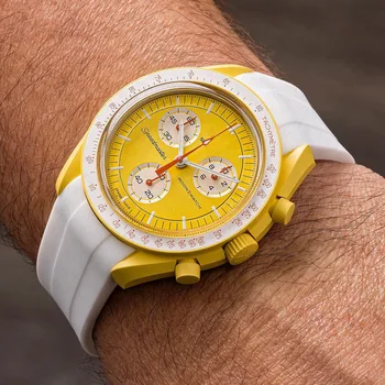 Ремешок для часов из силиконовой резины для Omega X Swatch MoonSwatch с изогнутым концом, ремешок из ТПУ, браслет для мужчин и женщин, ремешок для спортивных часов для дайвинга, 20 мм