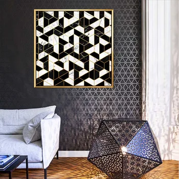 Холст HAOCHU, скандинавский современный креативный абстрактный геометрический 3D узор, картина для украшения гостиной, фон для спальни, настенные фрески