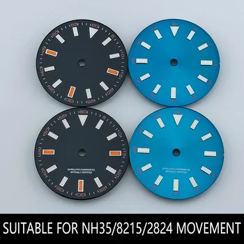 Циферблат часов диаметром 28,5 мм, сине-зеленый светящийся циферблат для NH35/ M8215/E2824, Аксессуары для часового механизма