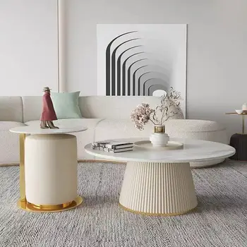 Сочетание чайного столика в итальянском стиле, Современный простой домашний журнальный столик небольшого размера, роскошная круглая мебель для гостиной