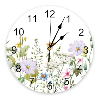 Весенний Цветок, Ваниль, Полевой цветок, Настенные часы из ПВХ, Современный дизайн, украшение гостиной, Настенные часы, Домашний декор, настенные цифровые часы