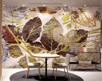 beibehang Пользовательские обои 3d фреска модный принт текстура листьев ретро ТВ фон стены кафе ресторан гостиная 3d обои