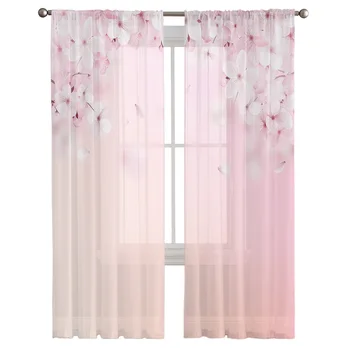Розовые лепестки цветущей сакуры весной Прозрачные шторы для гостиной Шторы для детской спальни Шторы для кухни столовой