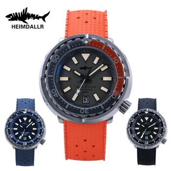 Мужские часы Heimdallr Titanium Tuna Can SBBN Diver с Серым Текстурным Циферблатом Sapphire NH35 Механизм с автоподзаводом 200 м Водонепроницаемый Ретро Люм