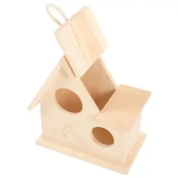 1шт Коробка для разведения гнезд для попугаев ручной работы, Деревянный дом, Игрушки для птиц, Подвесная коробка для гнездования, принадлежности для птиц