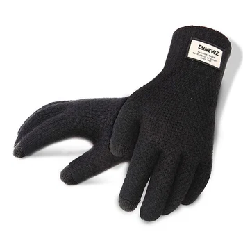 Зимние Осенние Мужские Вязаные перчатки с сенсорным экраном, высококачественные мужские утепленные теплые Шерстяные Кашемировые лыжные перчатки, мужские деловые варежки