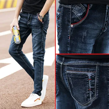Джинсы 2023 года, мужские весенне-осенние эластичные тонкие брюки бренда Leisure Tide Y2k, мужские джинсы