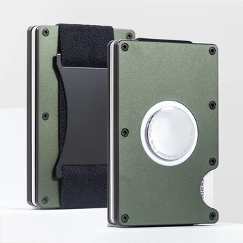 Алюминиевый Держатель Кредитной ID-Карты для Apple Airtag Carbon fiber RFID Mini Wallet с Ремешком для Наличных Металлический Чехол Для Банковских Карт Carteira Male