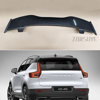 Используется для Volvo XC40 2019 2020 Спойлер ABS Пластик Углеродное волокно Вид Хэтчбек Крыша Заднее крыло Обвес Аксессуары