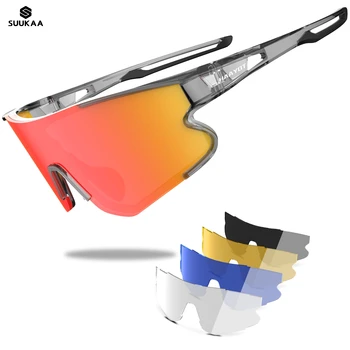 Брендовые поляризованные велосипедные очки Мужские спортивные солнцезащитные очки Road MTB Горный велосипед Защитные очки для езды на велосипеде Очки с 5 линзами