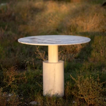 Оптовая продажа с фабрики новый обеденный стол в скандинавском стиле круглый натуральный камень обеденный стол из натурального мрамора на заказ