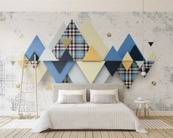 модные обои beibehang на заказ контрастного цвета треугольник клетчатая строчка 3d геометрический фон обои для домашнего декора